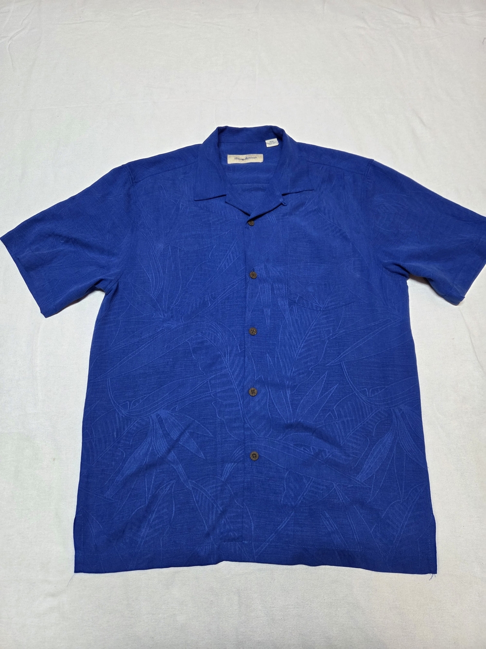 Tommy Bahama Short-Sleeve Camp Shirt in Royal Blue Silk Size M